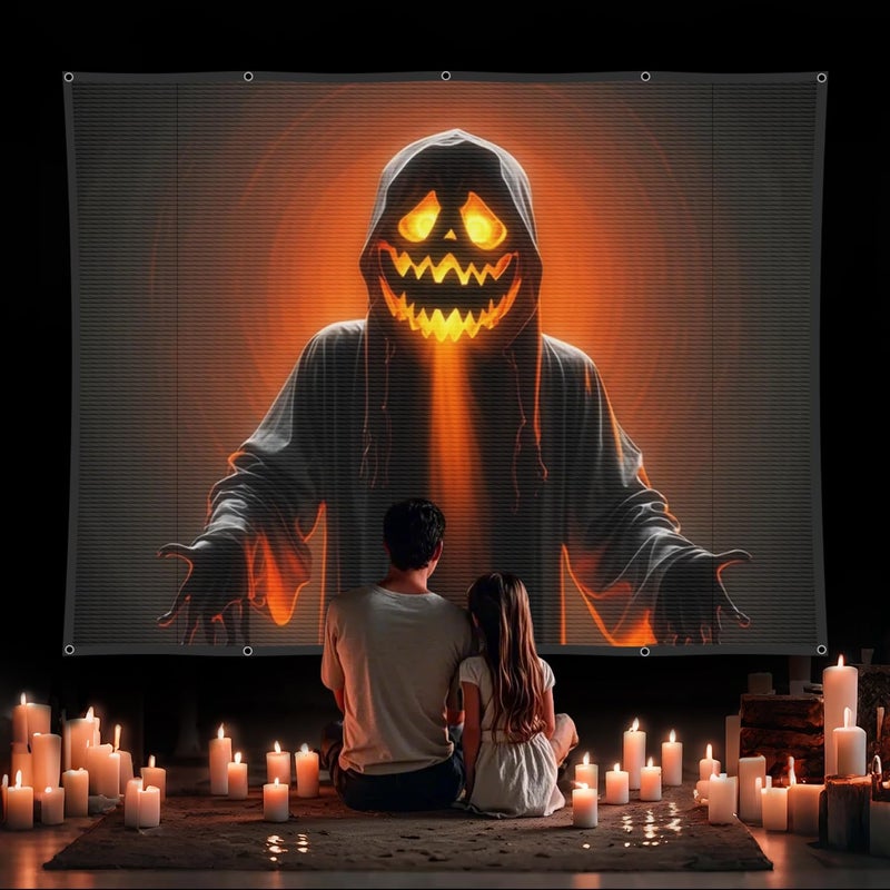 SKERELL Holographic Rear Projection Screen Video: Outdoor Projection Screens 60" x 106" projectors Halloween Videos for Hang Mounting Backyard Movie Night - Image 5